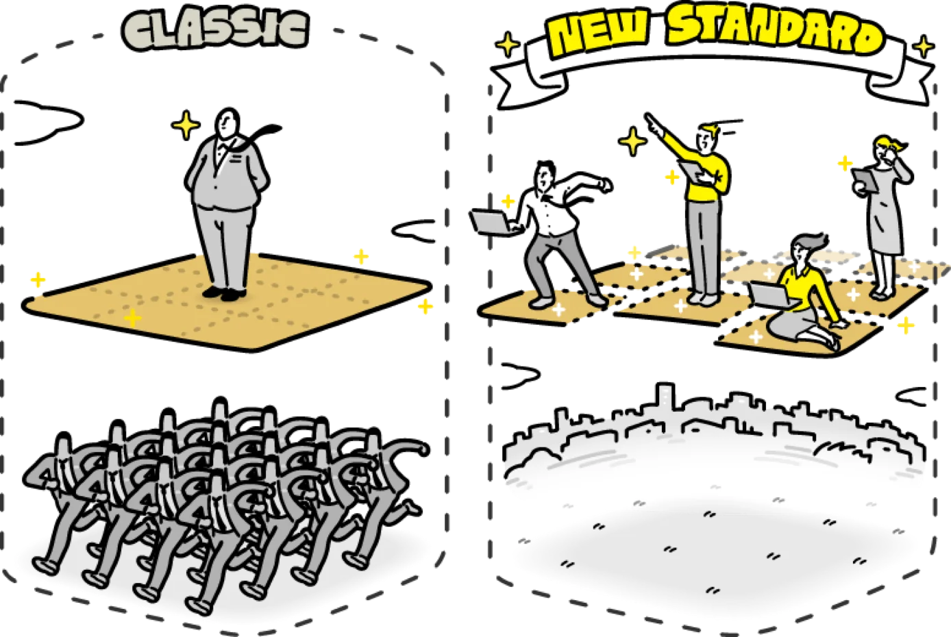 キャンバスの組織のあり方を表現した画像
